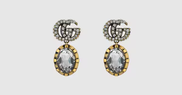 Double G earrings with crystals | Gucci (US)