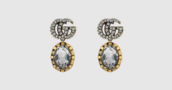 Double G earrings with crystals | Gucci (US)