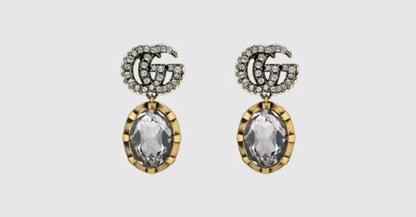 Double G earrings with crystals | Gucci (EU)