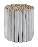 East at Main Marshall White Round Teak Side End Accent Table Foot Stool, (15x15x16) | Amazon (US)