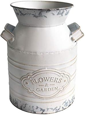 MISIXILE Vintage Industrial Farmhouse Shabby Chic Flowers Metal Vase Galvanized Can Milk Jug Fren... | Amazon (US)