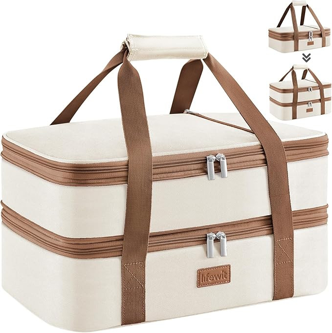 Lifewit Expandable Insulated Casserole Carrier for Hot or Cold Food, Double Decker Food Bag Lasag... | Amazon (US)