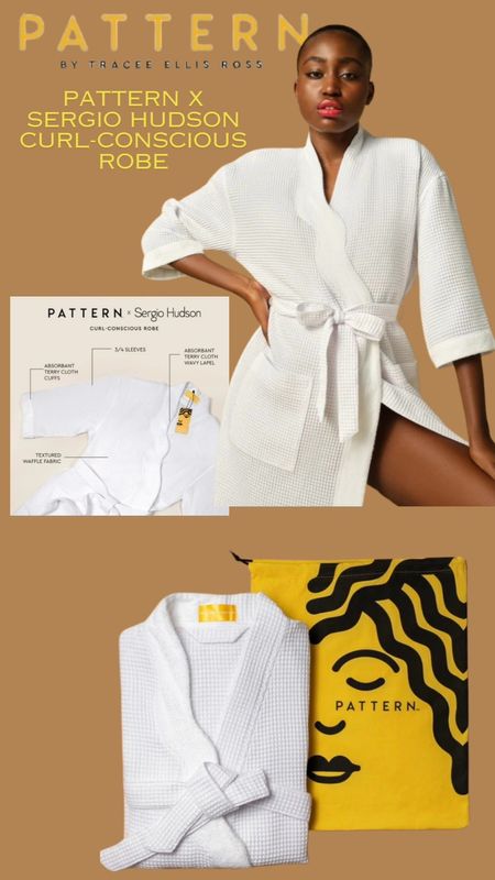 PATTERN X SERGIO HUDSON CURL-CONSCIOUS ROBE.Featuring plush & elegant waffle weave, our fashion-forward Curl-Conscious Robe blends Tracee's favorite article of clothing with fashion designer Sergio Hudson's powerfully stunning silhouettes. Made for after-shower use, deep conditioning, or to compliment those leisurely moments, you'll feel elegant from nape to knee in this white waffle robe.  #robes #designer

#LTKU #LTKstyletip #LTKfindsunder100