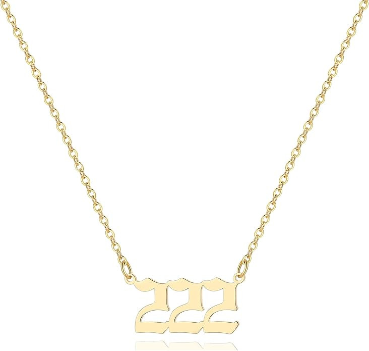 Angel Number Necklace For Women, 18K Gold Plated 000 111 222 333 444 555 666 777 888 999 Necklace... | Amazon (US)