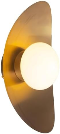 Mid Century Modern Wall Sconce, Glass Wall Light Fixtures Vintage Crescent Shape Gold Brushed Fin... | Amazon (US)