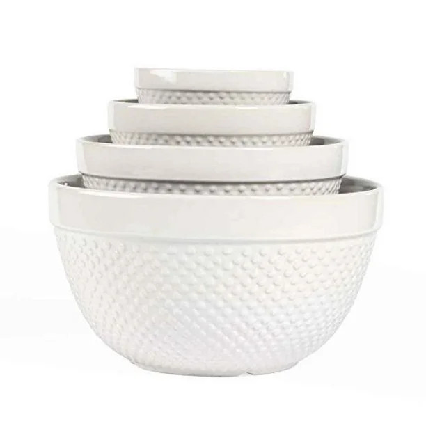 Gallery White Ceramic 4 Piece Mixing Bowls - Walmart.com | Walmart (US)