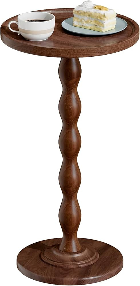 Small Round Side End Table - Solid Wood Accent Coffee Table for Living Room, Modern Bedside Drink... | Amazon (US)