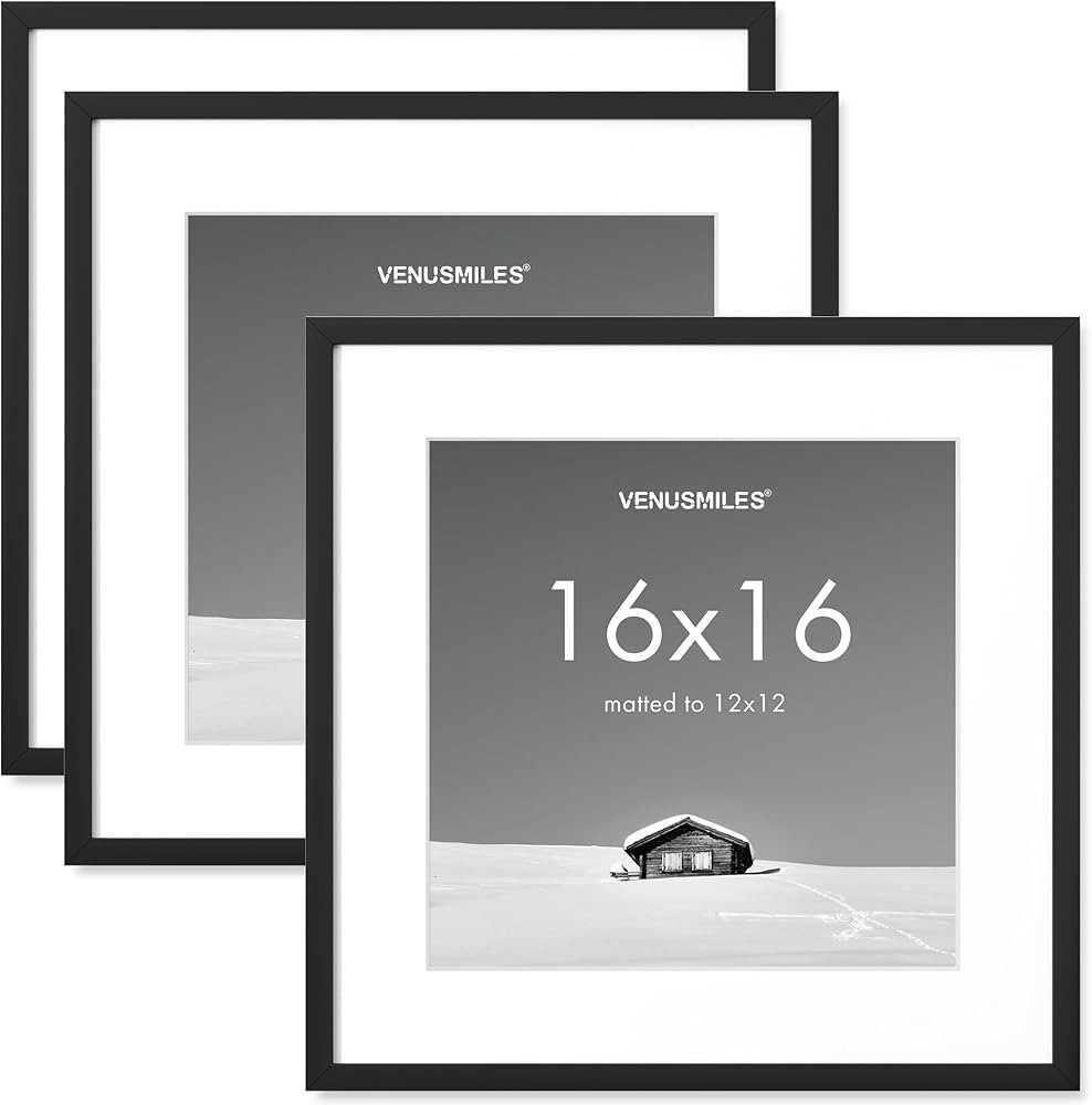 16x16 inch Picture Frame, 16x16 Photo Frames with 12x12 Removable Mat - High Definition Plexiglas... | Amazon (US)