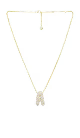 Pave Bubble Initial Necklace in Clear & Gold | Revolve Clothing (Global)