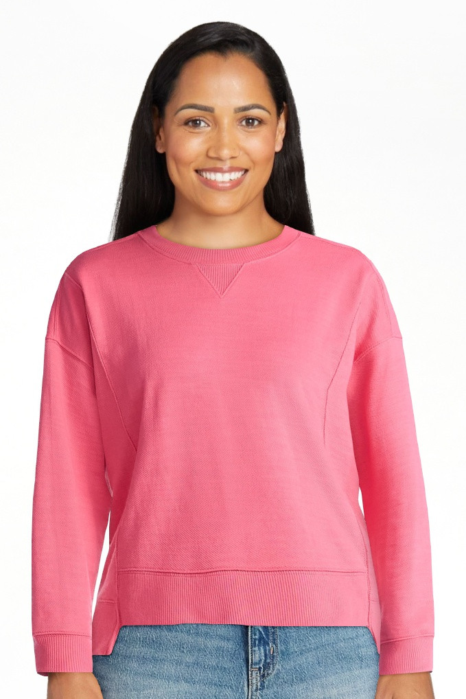 Time and Tru Women’s Ribbed Panel Sweatshirt with Long Sleeves, Sizes XS-XXXL | Walmart (US)