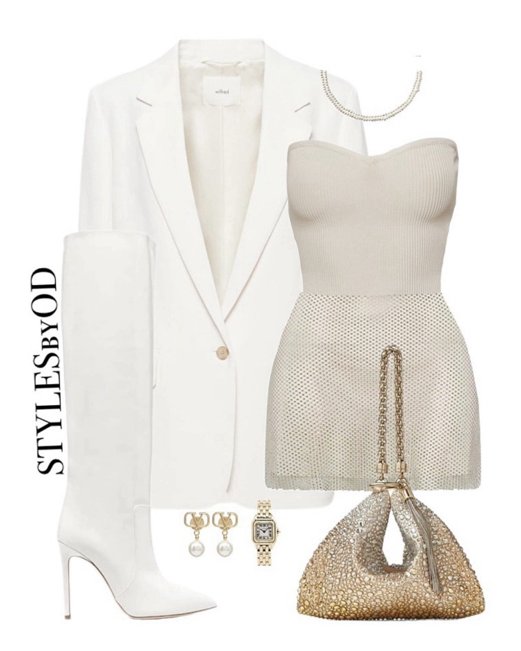 If you love neutrals but want to look festive, try mixing creamy tones with gold or white glitter🥂✨

#PartySeason #NYEOutfit #OOTN #HolidayGlam #SparkleSeason
Blazer outfit, NYC dinner, party outfit, night out 