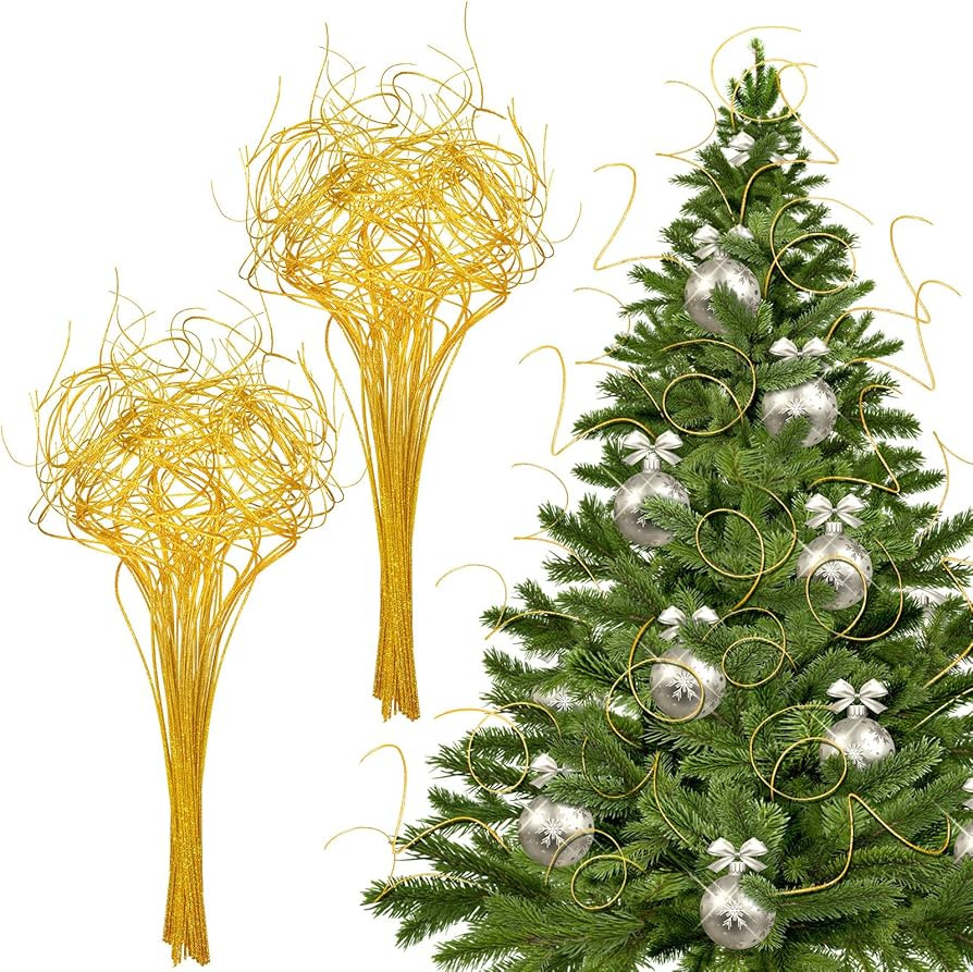 Syhood 60 Stem Gold Christmas Curly Ting Ting Branches Xmas Glitter Curly Willow Branches Vase Fi... | Amazon (US)