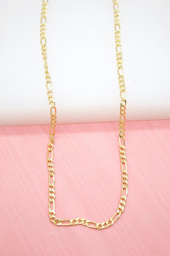 18K Gold Filled 3mm Link Figaro Chain For Wholesale Necklace Dainty Jewelry Making Supplies (F83) | Etsy (US)