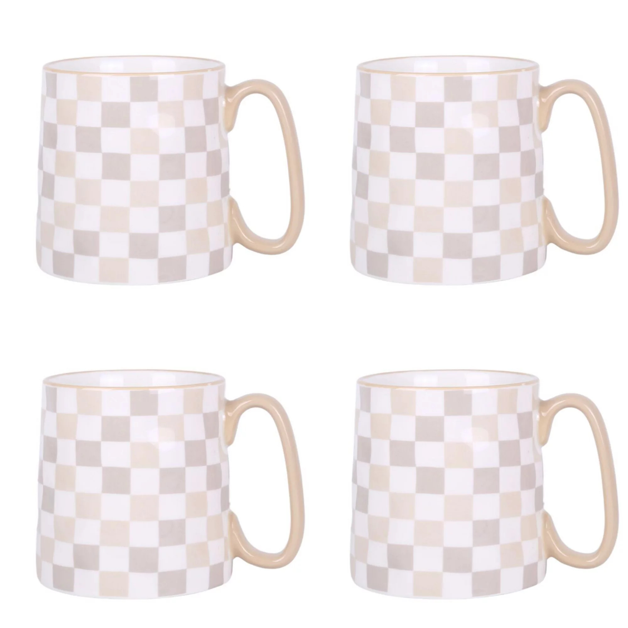 10 Strawberry Street Bella Check Mug 4-Piece Set | Kohl's