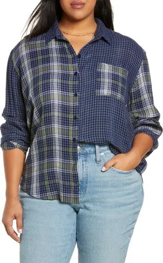 Mixed Plaid Cotton Boyfriend Shirt | Nordstrom