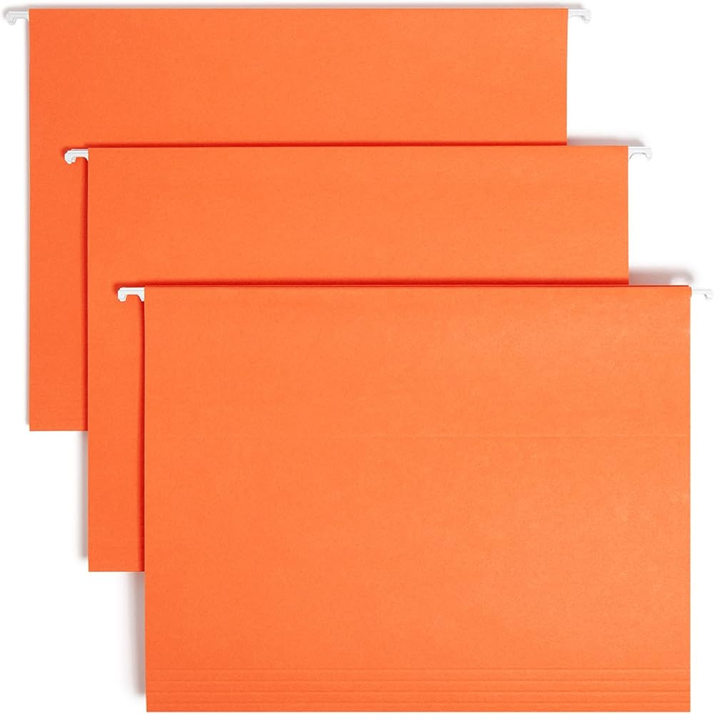 Smead Colored Hanging File Folder with Tab, 1/5-Cut Adjustable Tab, Letter Size, Orange, 25 per B... | Amazon (US)