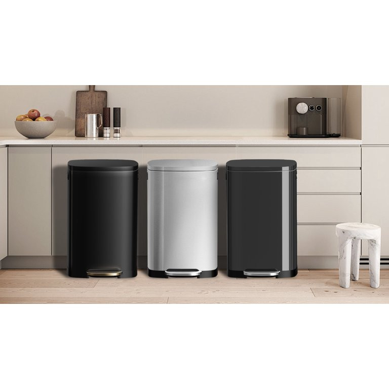 KSSKSS 13 Gallon Trash Can with Lid,Fingerprint-Proof Stainless Steel Kitchen Trash Can with Soft... | Walmart (US)