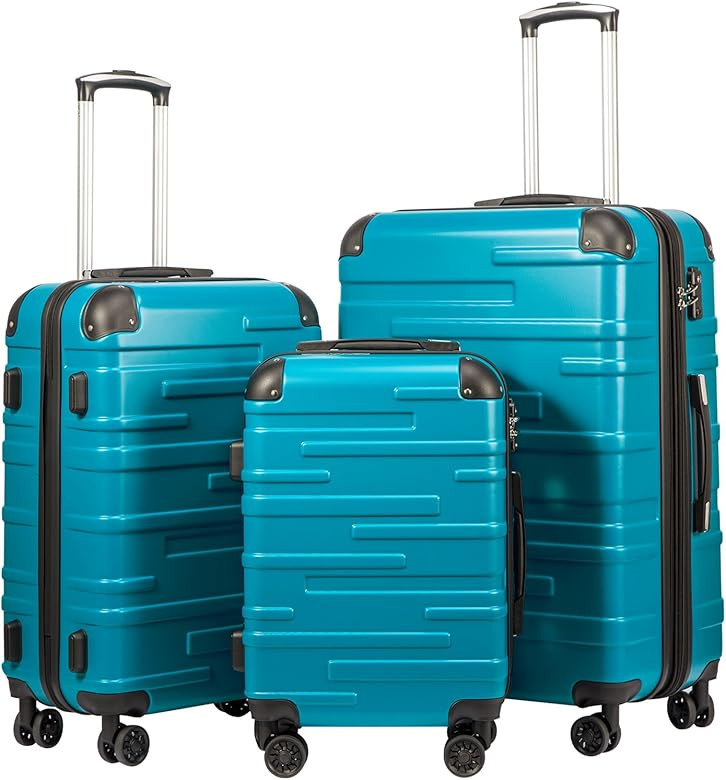 Coolife Luggage Expandable(only 28") Suitcase 3 Piece Set with TSA Lock Spinner 20in24in28in (lake b | Amazon (US)