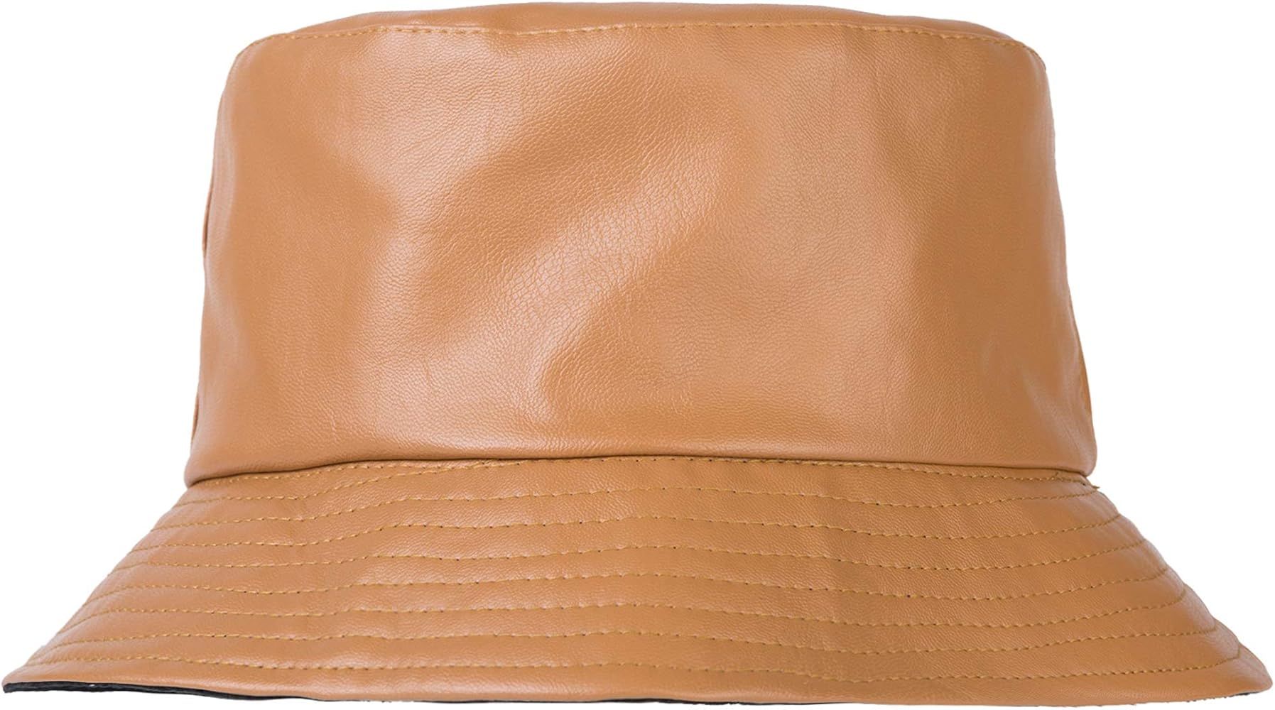 ZLYC Unisex Fashion Bucket Hat PU Leather Rain Hat Waterproof Fishmen Cap | Amazon (US)