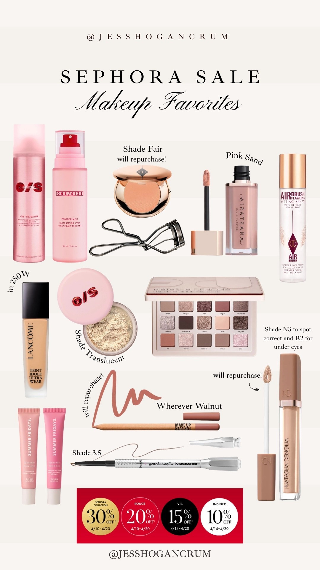 my makeup picks for the sephora sale 

sign up to become a sephora member (completely free! basically just their loyalty program - depending on what tier you are determines how much you get off. use code SPRINGSALE

foundation, concealer, sephora sale, makeup favorites, eyeshadow, beauty trends, setting spray, pinkie nude lip combo 

#LTKSaleAlert #LTKBeauty #LTKgrwm