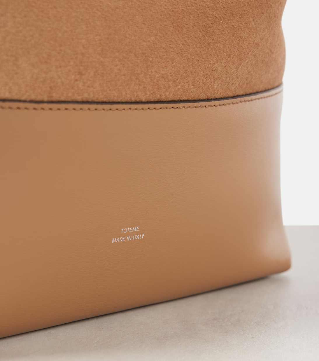 Belted leather-trimmed wool tote bag | Mytheresa (US/CA)