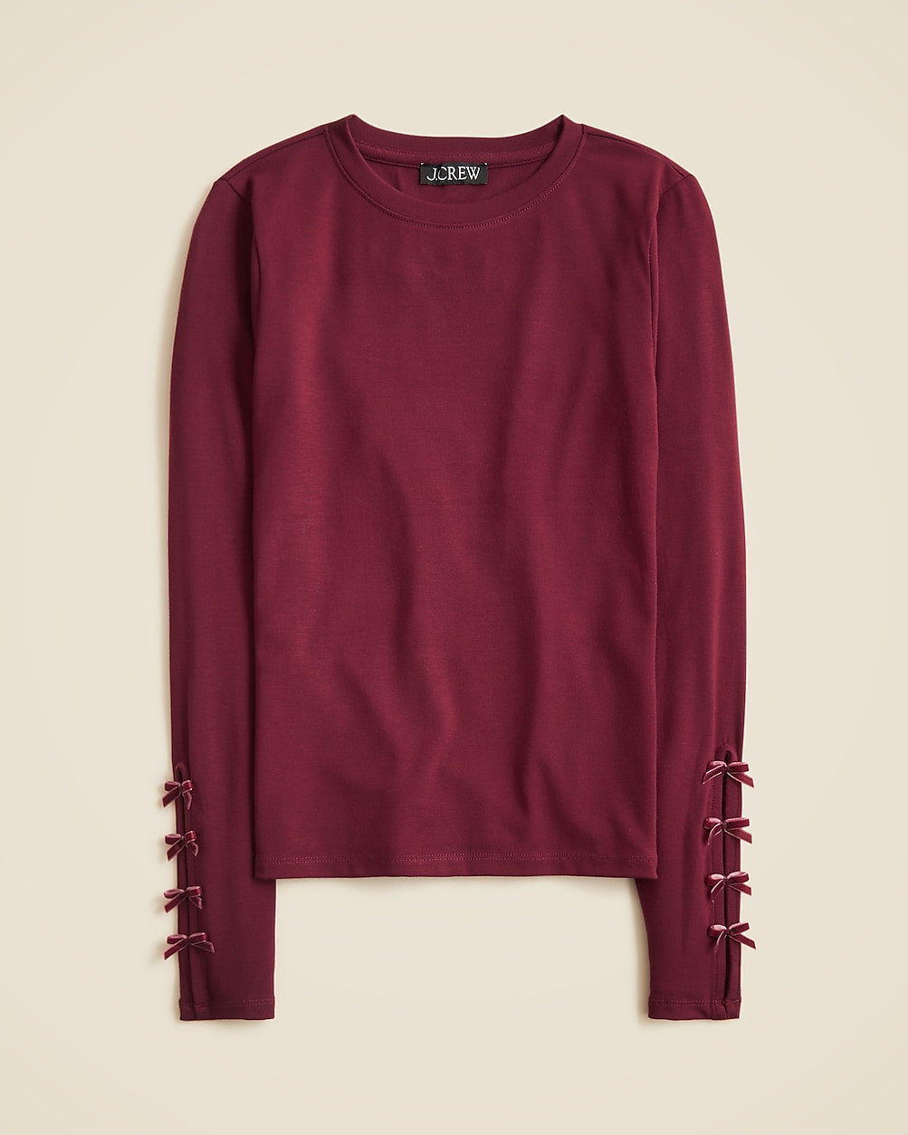 Refined rib long-sleeve T-shirt with bow cuffs | J. Crew US