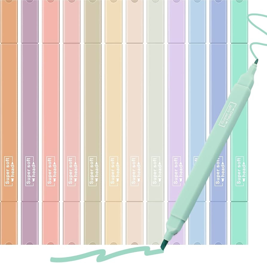 12 Pcs Aesthetic Cute Highlighters Bible Highlighters Mild Assorted Colors Dual Tips Marker Pen C... | Amazon (US)