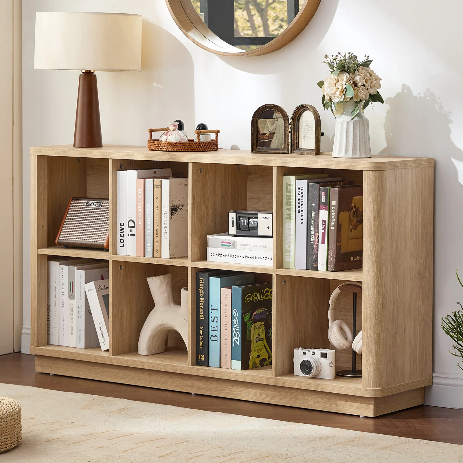 Furniture/
Living Room Furniture/
Bookcases/
SKU: W117333826
8 Cube Storage Book Shelf, 52" Long Horizontal Bookshelf with Curved Edge, Floor Standing Wooden Cubby Bookcase with Base, Modern Low Console Book Case, TV Stand for Living Room
By
Latitude Run®

4.6
Rated 4.6 out of 5 stars.
8 Reviews
Popular 7 people viewed in the last 5 hrs

















00:00
01:11



$229.99
was$246.99
7% Off
or
{BOLD_AS_LOW_AS}As low as{BOLD_AFFIRM_REUSE_TITLE_SECTION_1}$15/mo.or 0% APR up to 36 months withor 0% APR up to 36 months with
Check your buying power

Earn $11.50 in rewards, with 5% back¹, plus more exclusive perksEarn $11.50 in rewards, with 5% back¹, plus more exclusive perks

Learn more

How to Measure
Color:
Natural






Gray


Natural


Teac


Walnut
Size:
(2 Shelves) 28.6“H x 52.75”W x 11.81"D





(2 Shelves) 28.6“H x 40.5”W x 11.81"D

(2 Shelves) 28.6“H x 52.75”W x 11.81"D

(3 Shelves) 41“H x 40.5”W x 11.81"D

(3 Shelves) 41“H x 52.75”W x 11.81"D
Out of Stock

Notify Me

See Similar Options

Get $40 off your qualifying first order of $250+** with the Wayfair Credit Card! Get $40 off your qualifying first order of $250+** with the Wayfair Credit Card!
Apply Now
Services

Professional Assembly -
$83.99

Details

5 Year Protection Plan -
$34.99
($7.00/year)

Details
Get Everything You Need

Cross Acrylic Open Book Stand for Art, Books, Magazines & Display
$121.99

Add to Cart
Sale

Versatile Wooden Book Stand with Storage, Adjustable for Home & Kitchen
$99.99

Add to Cart

Millhouse Solid Wood Writing Desk
$199.99

Add to Cart

Farmhouse End Table with Charging Station - Nightstand with 2 Outlets & 2 USB Ports - Vintage Industrial Side Table
$202.99

Add to Cart

Nicholson 62'' Antique Brass Swing Arm Floor Lamp
$219.99

Add to Cart


Rafael Armless Chair Single Seat Module For Modular Sectional Sofa
$185.99

Add to Cart

Enhaut Computer Desk, Home Office, Laptop, Storage Shelves, 31"L, Work, Metal, Laminate, White, Grey
$122.99

Add to Cart


Gayna Sled End Table
$199.99

Add to Cart
30-Day Low Price

Nika 94'' Brushed Steel Tree Floor Lamp
$309.99

Add to Cart

Armless Corner Single Seat Module For Modular Sectional Sofa
$266.99

Add to Cart

Montauk Solid Wood Writing Desk
$289.00

Add to Cart

White Marble Side End Accent Table with Gold Inlay and Scrolled Base, 18" x 18" x 25"
$109.99

Add to Cart
At a Glance
Tipover Restraint Device Included
Assembly Required

Description

Specifications

Return Policy

Reviews

Josiah Bookcase
$329.99
was$384.99
(75)Rated 4.4 out of 5 stars.75 total votes
Sponsored
Try These Instead

Farmhouse Wood Long Storage Organizer Bookcase
$223.99
was$253.99
(30)Rated 4.7 out of 5 stars.30 total votes
Sponsored

Add to Cart

Guinna Farmhouse 8 Cube Bookshelf With 4 Doors, Wood Bookcase With Storage, Horizontal Cubby Organizer Shelf For Living Room, Office, Bedroom
$249.99
was$539.99
(59)Rated 4.8 out of 5 stars.59 total votes

Add to Cart
72-Hour Clearout


Paulica Small 2 Shelf Bookcase - Set of 2, Storage Bookshelves for Home Office and Living Room
$239.98
was$309.98
(3406)Rated 4.5 out of 5 stars.3406 total votes

Add to Cart

8 - Cube 62"W Storage Bookcase Horizontal Bookshelf Organizer with Anti-tip Hardware
$199.99
was$399.99
(32)Rated 4.5 out of 5 stars.32 total votes

Add to Cart
72-Hour Clearout


43.3"W x 23.6"H Rubber Solid Wood Bookcase, 5 Cabinet Storage Textured Bookshelf for Home, Office and Educational Institution
$136.99
was$187.99
(100)Rated 4.7 out of 5 stars.100 total votes

Add to Cart


Guinna Farmhouse 6 Cube Bookshelf With 3 Doors, Wood Bookcase With Storage, Horizontal Cubby Organizer Shelf For Living Room, Office, Bedroom
$189.99
was$529.00
(72)Rated 4.8 out of 5 stars.72 total votes

Add to Cart
72-Hour Clearout


Farmhouse 6/8 Cube Storage Organizer Bookcase, Horizontal Bookshelf With Anti-tip Hardware For Bedroom, Living Room, Office
$127.99
was$220.00
(115)Rated 4.3 out of 5 stars.115 total votes

Add to Cart
72-Hour Clearout

Paulica Small 2 Shelf Bookcase, Storage and Display Bookshelf for Home Office and Living Room
$119.99
was$154.99
(2289)Rated 4.5 out of 5 stars.2289 total votes

Add to Cart

35.4"W X 23.6"H Rubber Solid Wood Bookcase, 5 Cabinet Storage Textured Bookshelf For Home, Office And Educational Institution
$123.99
was$132.99
(31)Rated 4.8 out of 5 stars.31 total votes

Add to Cart
Sale

Separable Bookshelf Floor Standing Display Home Organizer with Open Shelving, Anti Tipping
$129.99
was$299.99
(81)Rated 4.4 out of 5 stars.81 total votes

Add to Cart

Nirwat Simple and practical Bookcase with storage compartments and wooden frame is suitable for bedroom and living room, study room, office
$176.99
was$218.00
(1)Rated 1 out of 5 stars.1 total vote

Add to Cart
72-Hour Clearout


Guinna Bookcase
$242.99
was$499.99
(789)Rated 4.8 out of 5 stars.789 total votes

Add to Cart
 | Wayfair North America
