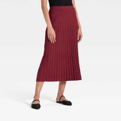 Women's Ribbed Mini Sweater Skirt - A New Day™ Maroon XS | Target