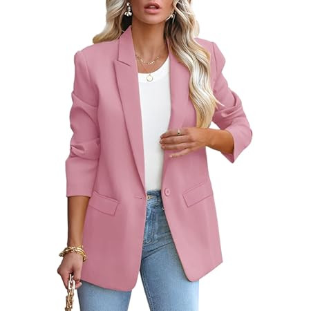 LookbookStore - Saco formal de traje tipo blazer para mujer, con solapa y muesca en el bolsillo, ... | Amazon (US)