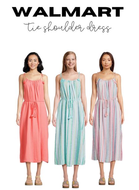 #WalmartPartner living the super cute tie shoulder dresses from Walmart! Perfect for spring and summer and love the color options! #WalmartFashion @walmartfashion 

#LTKStyleTip #LTKFindsUnder50 #LTKOver40
