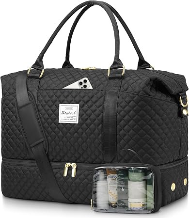 Womens Weekender Travel Overnight Bag: Carry On Bag with Shoe Compartment | Duffle Bags, Carry On... | Amazon (US)