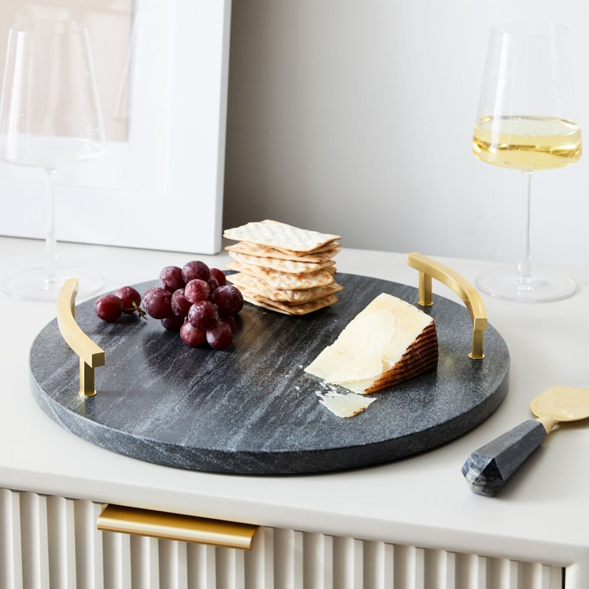 Brass & Black Marble Cheese Boards | West Elm (UK)