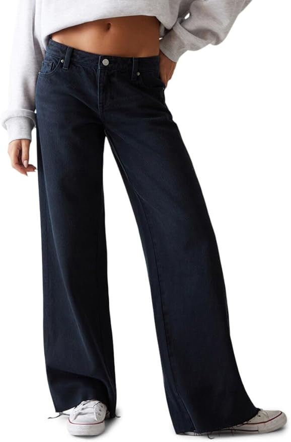 PacSun Women's Casey Black Low Rise Baggy Jeans | Amazon (US)