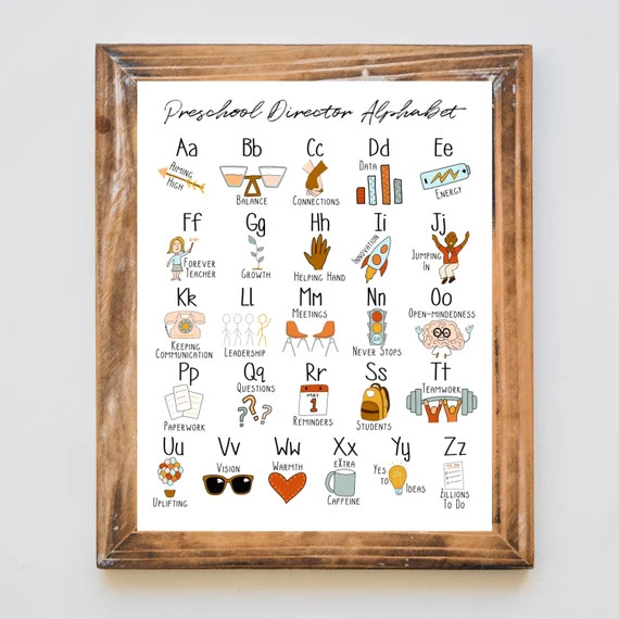Preschool Director Alphabet Print - administrator gift administrative wall decor boss childcare e... | Etsy (US)