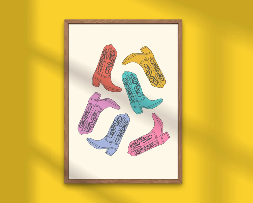 Cowgirl Boots Country Western Art Print Rodeo Artwork - Etsy | Etsy (US)