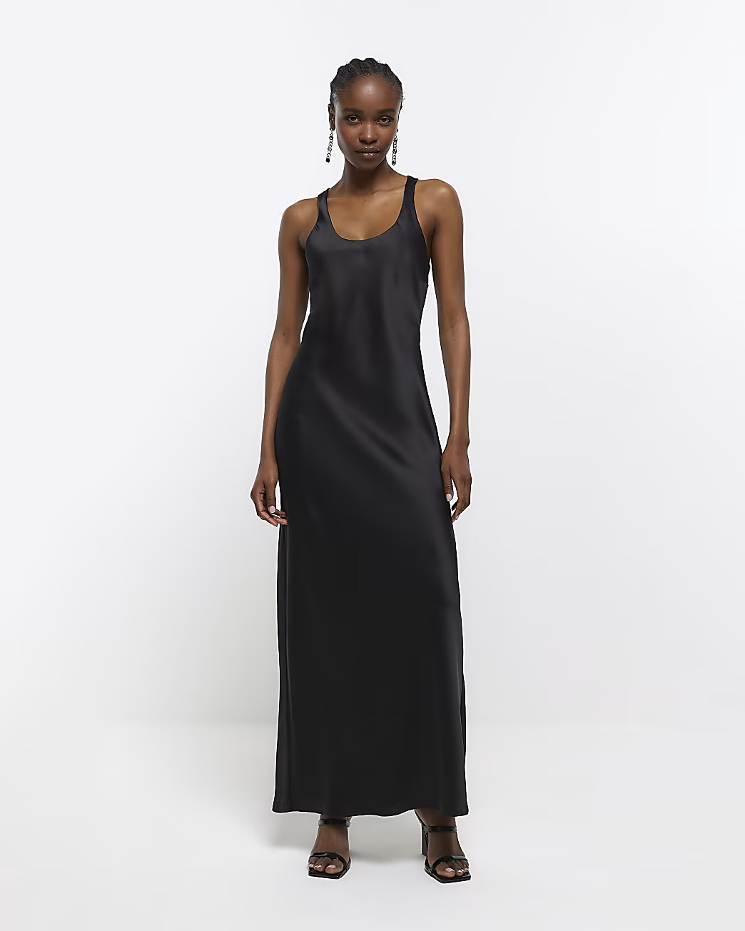 Black satin slip maxi dress | River Island (UK & IE)