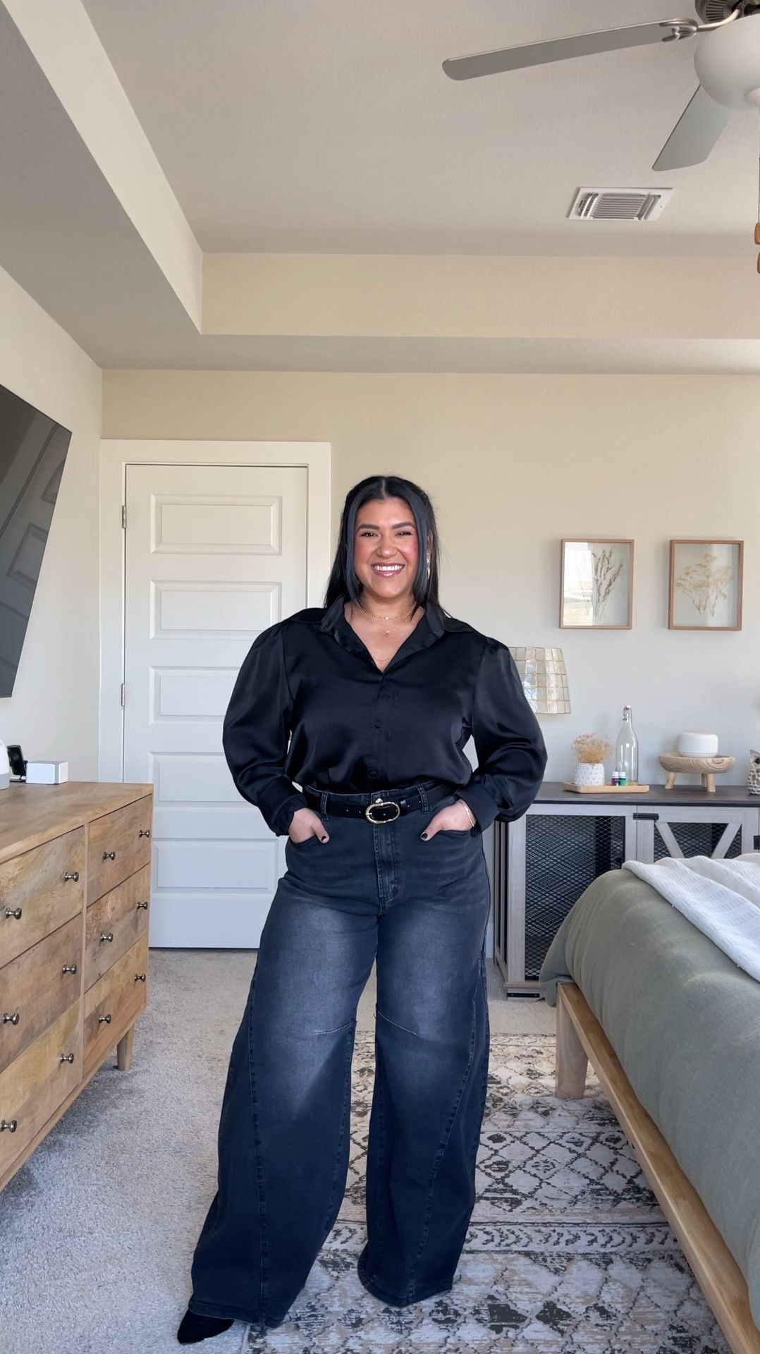 I’m 5’1”, size 10-12, large⁣ // JEANS: these have TONS of stretch and I love the flare bottom. I’m wearing a size 12 but could’ve probably sized down to a 10 since they are so stretchy. I do have to wear a heel with these or they would be too long.⁣ // TOP: wearing a large, true to size. This is such a nice silky, lightweight material.⁣ // BOOTS: true to size⁣ // maroon top and cami bra are both Amazon and linked!⁣ as well as jewelry. 

#LTKPetite #LTKFindsUnder50 #LTKMidsize