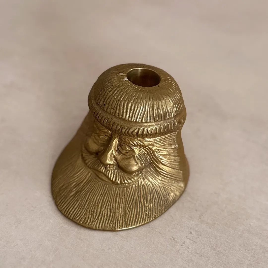 Vintage Brass Santa Candlestick Holder | Etsy (US)