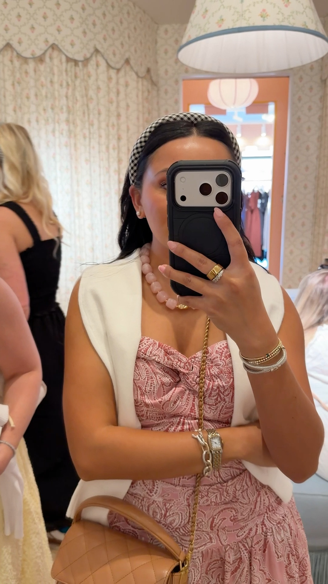 Grabbed this gingham headband! 

Pink paisley top size xs petite TTS Pink midi skirt size 0 regular - i sized down a size in the regular length, also comes in petite! 

#LTKPetite #LTKootd #LTKgrwm