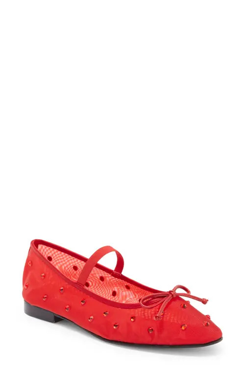 Jeffrey Campbell Releve Crystal Embellished Mary Jane Flat in Red at Nordstrom, Size 9.5 | Nordstrom