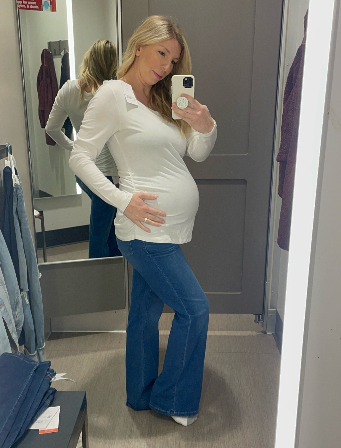 Target maternity clothes I love! I snagged these bump-friendly flared jeans for spring! 

Maternity outfit, ootd, bump friendly clothes, maternity jeans, target style

#LTKFindsUnder50 #LTKBump #LTKSeasonal