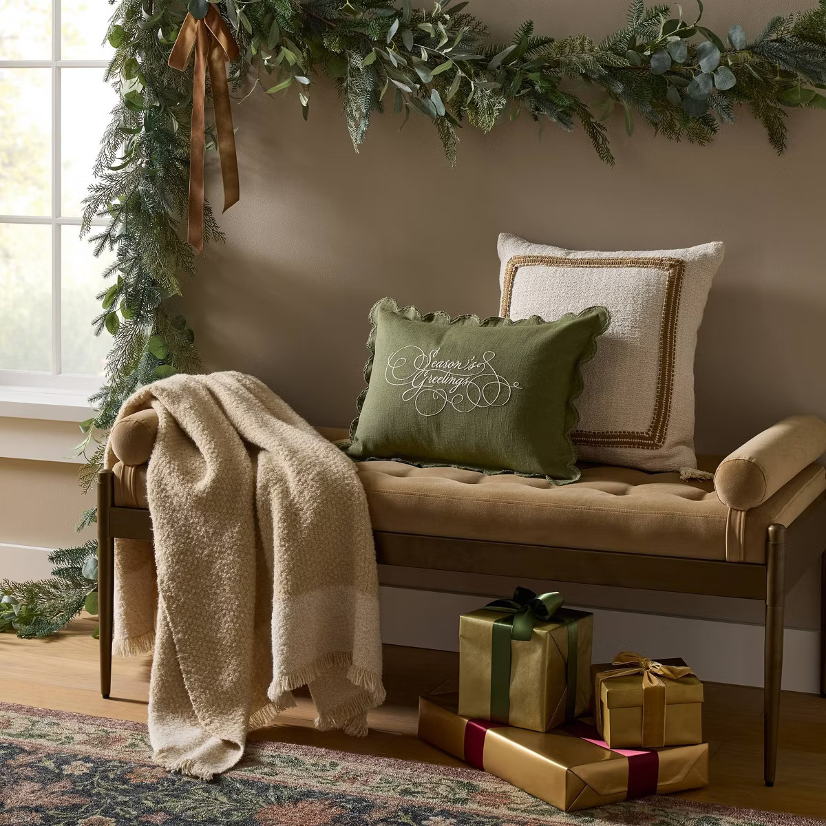 96" Christmas Extra Full Olive and Pine Garland - Threshold™ designed with Studio McGee | Target