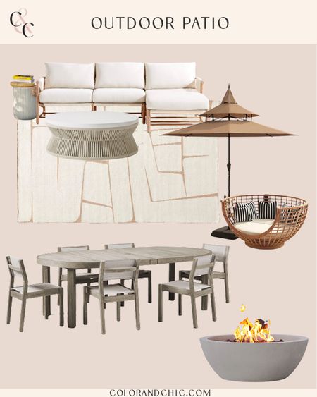 Outdoor patio with market umbrella, sectional, dining table and more! Love the larger table and sectional for hosting guests. The umbrella is 25% off and is 9ft wide! 

#LTKhome #LTKsalealert #LTKstyletip