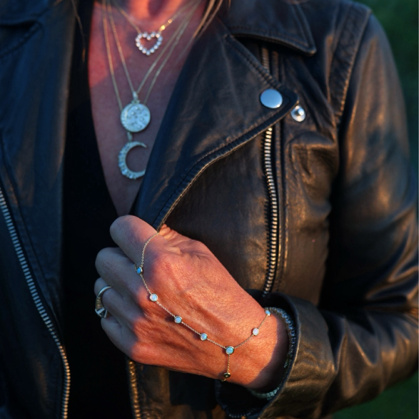 Pair a stack of Melinda Maria jewelry with a soft leather biker jacket. 

#LTKStyleTip #LTKOver40