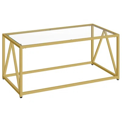 Glass Coffee Table, Gold Coffee Tables For Living Room, Gold Glass Coffee Table, Easy Assembly, Golden | Wayfair Professional
