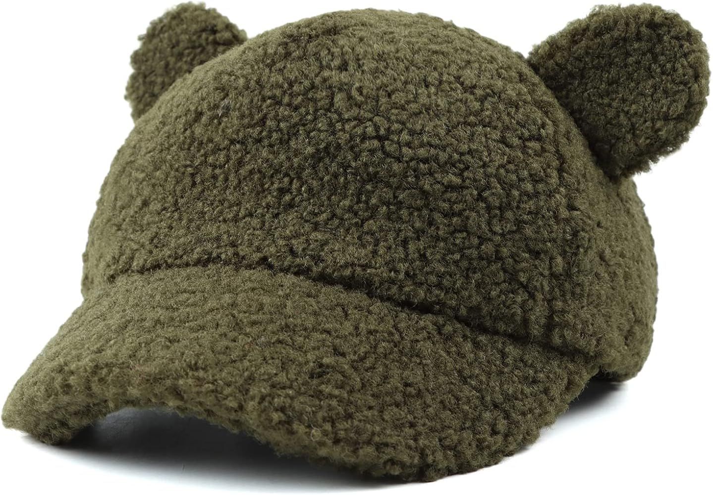 Winter Fleece Baseball Cap for Baby Girls Warm Toddler Boys Hat Cute Bear Ears Kids Baseball Hats | Amazon (US)