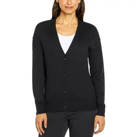 Banana Republic Women s Long Sleeve Cotton Blend Knit Button-up Cardigan-Black / XXL | Walmart (US)