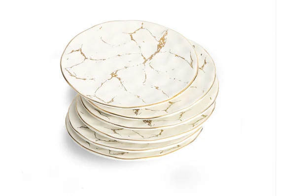 White Marble Metallic SALAD Plate EACH | Etsy (CAD)