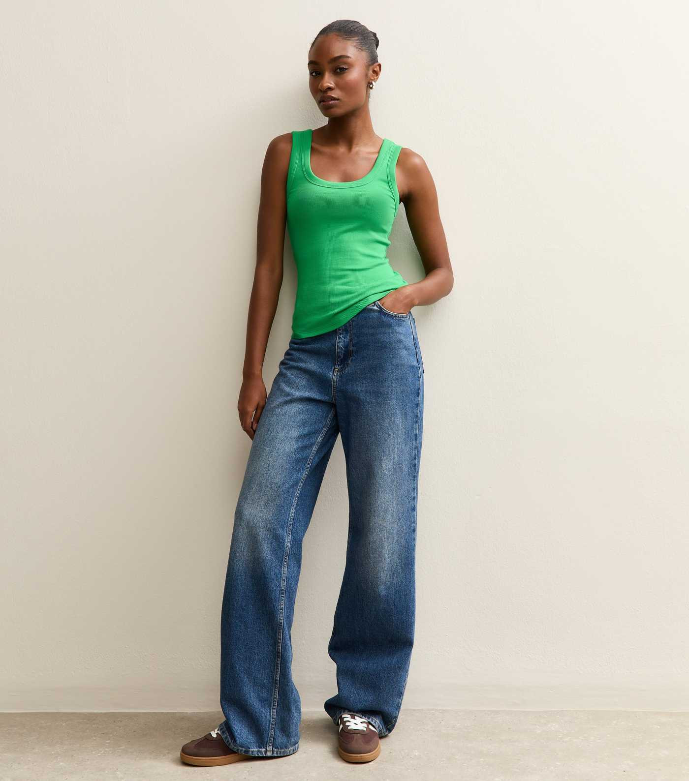 Dark Green Wide Trim Scoop Vest Top | New Look | New Look (UK)